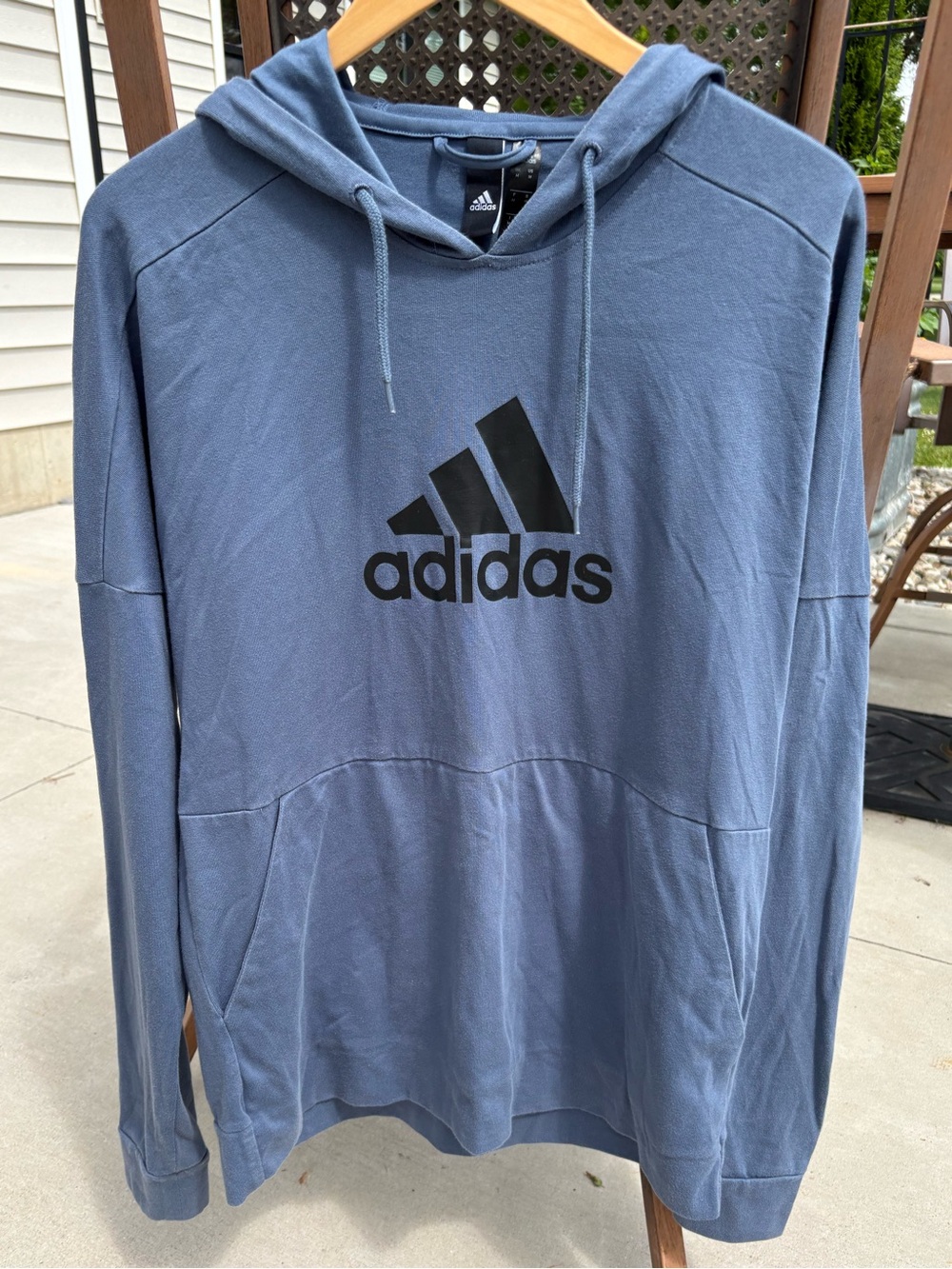 Men’s adidas Slate Blue Pullover Hoodie with Black Logo- Size M